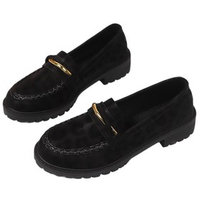 รองเท้าส้นเตี้ยแบบสวมลายเสือดาวสไตล์อังกฤษ รุ่นใหม่สำหรับฤดูใบไม้ร่วง ไซส์ใหญ่ ตกแต่งโลหะ สำหรับผู้หญิง - Product Image 5