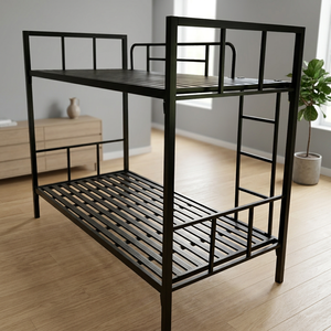 Cama litera cuadrada de acero negra estilo industrial, cama alta con somier duradero, pilares de acero rígidos, disponible para el hogar y almacén, individual - Product Image 3