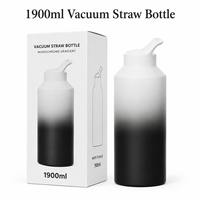 Bouteille d'eau de voyage en acier inoxydable 304 de haute qualité 1900 ml, gourde isotherme personnalisable pour camping et escalade en extérieur 12-24