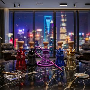 <b>Acrylic</b> LED Hookah Mini Shisha Bottle Straight Type <b>Mirror</b> Finish Plastic Water Pipe Gift Box Custom Logo - Product Image 6