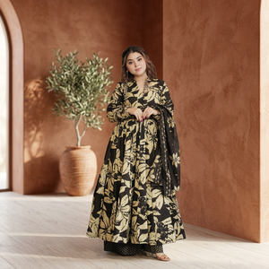 Presentamos un Nuevo Vestido de Diseñador en Estilo Elegante, Algodón Maslin con Estampado Digital, Sin Arrugas, de Secado Rápido, para Fiestas - Product Image 1