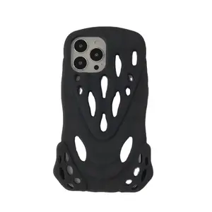 3D Silicone Breathable Hole Cool Skull Head Phone Case For iPhone 14 13 Pro Max 12 11 Plus Hollow Out Cover