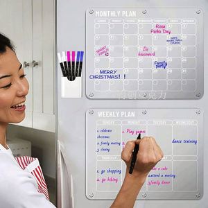 Tablero de calendario de impresión acrílico personalizado de borrado en seco magnético reutilizable Marco de fotos de pantalla LCD para nevera (transparente/negro) - Product Image 4