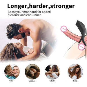 Cincin getar elektrik dengan Remote Control, cincin geser ganda, cincin getaran, 10 mode getaran, Vibrator meningkatkan ereksi - Product Image 6