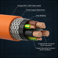 Câble marin VFD certifié DNV GL, 3+3 symétrique, avec mise à la terre, blindage en tresse de cuivre étamé, 0,6 1kV SHF1 LSZH, pour moteur de navire