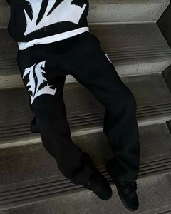 Oem ODM hoodie tracksuits nhà sản xuất biểu tượng tùy chỉnh Heavyweight đau khổ thêu vá Hoodie và Sweatpants Set Tracksuit - Product Image 3