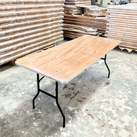 6 ft runder sperrholz-trestel klapptisch mit metallrand