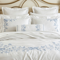 Parure de lit de luxe 100 % coton brodé motif vigne, satin blanc 60S 80S pour hôtels, mariages et suites présidentielles