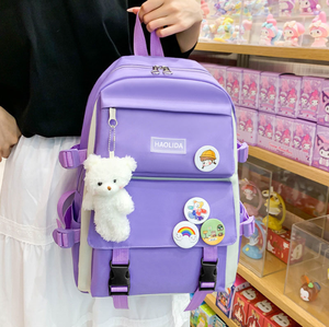 Mochila Escolar Coreana de Cinco Piezas Estilo Casual para Estudiantes, Diseño Fresco para el Campus, con Cierre, Portátil, para Viajes, Computadora, con Letras, 2025 - Product Image 5