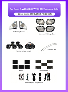 Systèmes d'éclairage automobile SJC pour <span class=keywords><strong>Mercedes</strong></span>-Benz Classe C GLC 2022-2025 Intérieur W206 X254 Accessoires décoratifs LED RGB 64 couleurs - Product Image 5