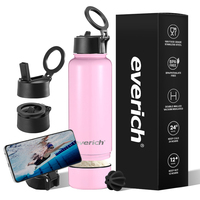 Bouteille d'eau isotherme personnalisée de différentes capacités avec support magnétique pour téléphone, gourde d'eau avec support pour téléphone