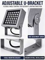 Lámpara LED Cuadrada RGBW de 96w para Exteriores, con Soporte en Forma de U y Ángulo de Montaje Ajustable, para Fachadas, Modelo W220, Fabricación OEM/ODM