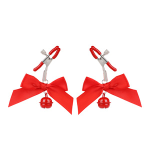 Nipple Clamps <b>Bow</b> Clamp With Ribbon And Bell For Couples Adult Use Black White Pink <b>Red</b> Color Available - Product Image 4