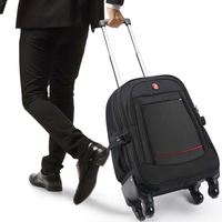 Muestra Gratis: Mochila de Negocios Clásica Negra Simple con Bolso Bandolera y Bolsa de Mano para Mujeres y Hombres, de Poliéster