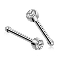 Anneau de nez en titane G23 orné d'une seule pierre précieuse, clou de nez pour femme, bijoux de piercing corporel pour mariage orthodoxe