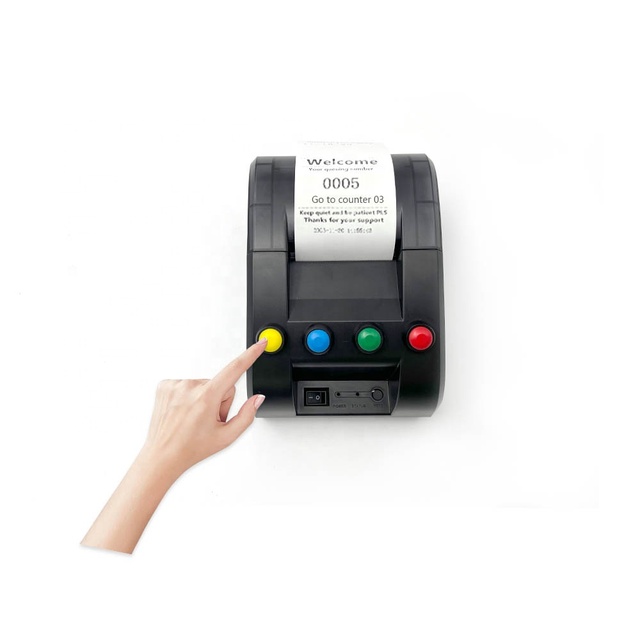 58mm Receipt Ticket Thermal Printer Show Waiting Number 4 Counter for Queue Management System