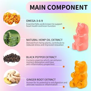 Cây gai dầu Gummies hiệu lực cao thuần chay dầu cây gai dầu cho thư giãn bình tĩnh não & khớp W/<span class=keywords><strong>Omega</strong></span> 3 6 9 vitamin A E & B1 <span class=keywords><strong>Zero</strong></span> đường 60cts - Product Image 4