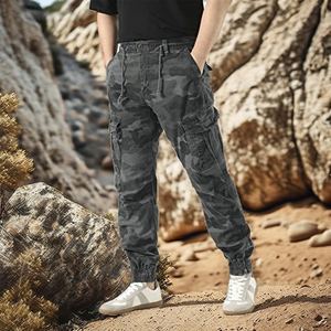 Pantalon Cargo avec logo personnalisé et taille Cargo <span class=keywords><strong>Jogging</strong></span> Pantalon de Travail Hommes Vente en Gros coupe ample Pantalon à Cordon Blanc Joggers Piste - Product Image 1