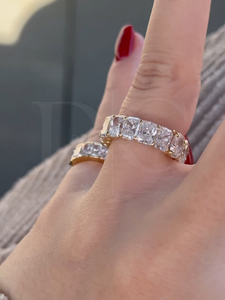 Bande de mariage en diamant Moissanite coupe ovale ou rayonnante, bande de diamant d'éternité complète, cadeau de mariage, cadeau d'anniversaire, cadeau de bande - Product Image 2