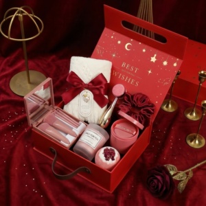 ของขวัญวันเกิดปี 2026 สำหรับผู้หญิง ชุดของขวัญสปาดูแลตัวเองสีแดง พร้อมผ้าห่มฟลานเนล ชุดของขวัญเพื่อการพักผ่อนและหายไว้เร็วๆนี้สำหรับ<span class=keywords><strong>ค</strong></span>ุณแม่ - Product Image 1