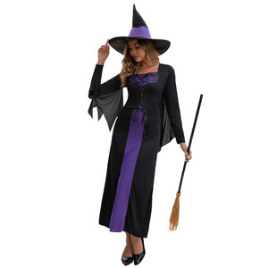 Disfraz de Bruja Malvada Morada, Talla Grande, para Halloween, Vestido para Actuaciones en Escenario, con Sombrero - Product Image 4