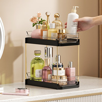 Nouvelle Boîte de Rangement Cosmétique Portable de Bureau Double Couche en Plastique Luxe Léger pour Coiffeuse Rouge à Lèvres et Fards à Paupières