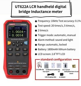 UT622 Medidor <span class=keywords><strong>LCR</strong></span> Digital Inteligente Portátil Trifásico, Testador Multímetro Elétrico, Capacímetro de Alta Precisão <span class=keywords><strong>10kHz</strong></span>, Tela TFT de 2.8 polegadas - Product Image 5
