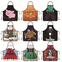 Tabliers de cuisine créatifs et personnalisés en polyester anti-salissures sans manches à suspendre autour du cou pour le commerce électronique transfrontalier, motif dessin animé