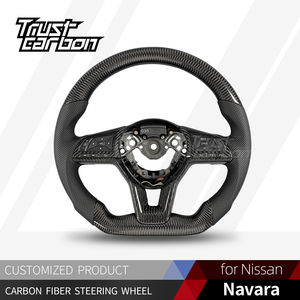 Volant en fibre de carbone personnalisé pour <span class=keywords><strong>Nissan</strong></span> Dark Sky Navara Altima <span class=keywords><strong>Juke</strong></span> Kicks Qashqai avec poignée en cuir perforé noir - Product Image 2