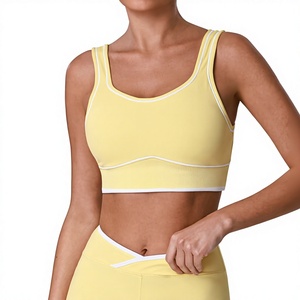 Top Deportivo de Yoga en Forma de U con Espalda Cruzada en Contraste de Color, de Spandex/Nylon, para Fitness de Alta Intensidad, con Almohadillas en el Pecho - Product Image 1