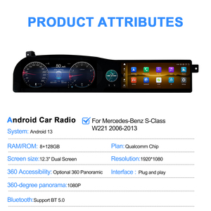 Navihua New Design Dual Screen Triple LCD Radio Android Car Player Multimedia Carplay Cluster for Mercedes Benz S Class W221 - Product Image 5