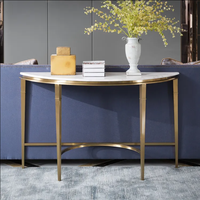 Table console moderne en marbre en forme d'arc avec structure en métal doré pour salon - Prix de gros