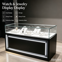 Hochwertiger Eleganter Edelstahl-Goldschmuck-Präsentationsständer mit LED-Beleuchtung, Wasserdichtes Design, Regalböden für Ladenauslage
