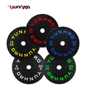 工場カスタムロゴジム機器ウェイトリフティングフリーウェイト用ブラックラバーバーベルウェイトバンパープレート - Product Image 5