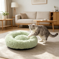 Lit pour chat en peluche douce personnalisé OEM ODM, coloré, tie-dye, apaisant, rond, pour petits chiens et chats