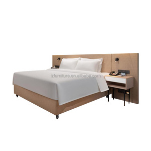 Nordic Style 3 Star Hotel Guest Room Set King Bed Frame with Solid Wood <b>Headboard</b> & Nightstand Hotel Project Furniture Supplier - Product Image 1