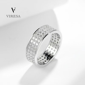 Viresa 전체 Moissanite 반지 925 스털링 은색 행 영원 밴드 Moissanite 결혼 반지 여자 남자 스파클링 VVS 다이아몬드 반지 - Product Image 2