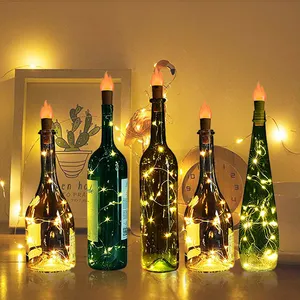Peri şarap şişesi Led alev mantar ışık kelebek noel bakır tel dize ışık