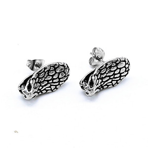 Yunnique – boucles d'oreilles en forme de tête de serpent, en acier titane, design du zodiaque animal, boucles d'oreilles de style punk à la mode pour hommes et femmes - Product Image 5