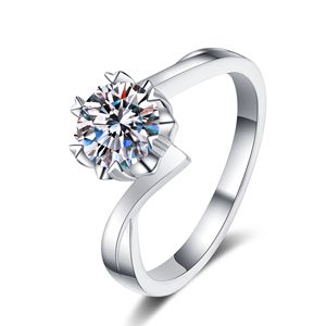 Bague solitaire en moissanite 1CT/2CT, argent sterling 925 plaqué rhodium, taille brillante, sertie pavé, bijoux de fiançailles pour femmes - Product Image 5