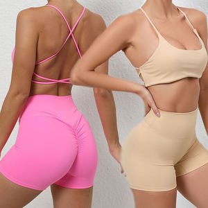 Precio al por mayor Gimnasio 2PCs <span class=keywords><strong>Set</strong></span> Body Sport Dance Short Cross Strap Quick Dry Bra Yoga <span class=keywords><strong>Set</strong></span> para mujeres - Product Image 2