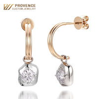 Boucles d'oreilles pendantes originales de créateur 2026 en or 18 carats bicolore avec diamants HTHP ronds – Fabricant de haute joaillerie spécialisé depuis 25 ans