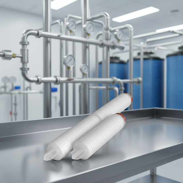 226 Interface Semi-Circular Fin PP Pleated Filter Cartridge Pressure Vessel Wine Beverage Production Sterile Liquid Filtration