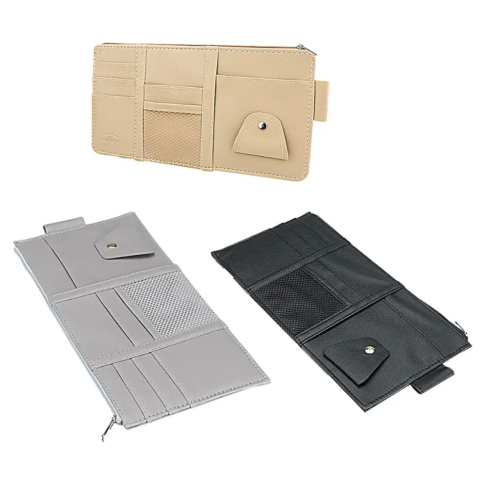 Card Holder Car Accessories Automobile Pu Leather Sunglasses Storage Pocket Pouch Holder For Car Sun Visor organizer Dropship