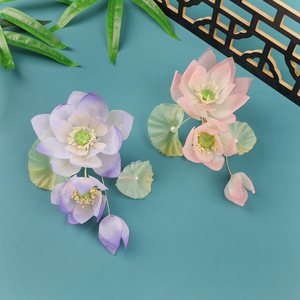 26 New Original Design Handmade Light-Colored Lotus Hair Clip, <b>Sweet</b> Makeup Hair Accessory with Perforated <b>Flowers</b> - Product Image 4