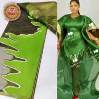 Tissus en dentelle brodée africaine pour vêtements de mariage féminins, couture DIY, Nigeria, Mali, broderie verte, matériau guipure