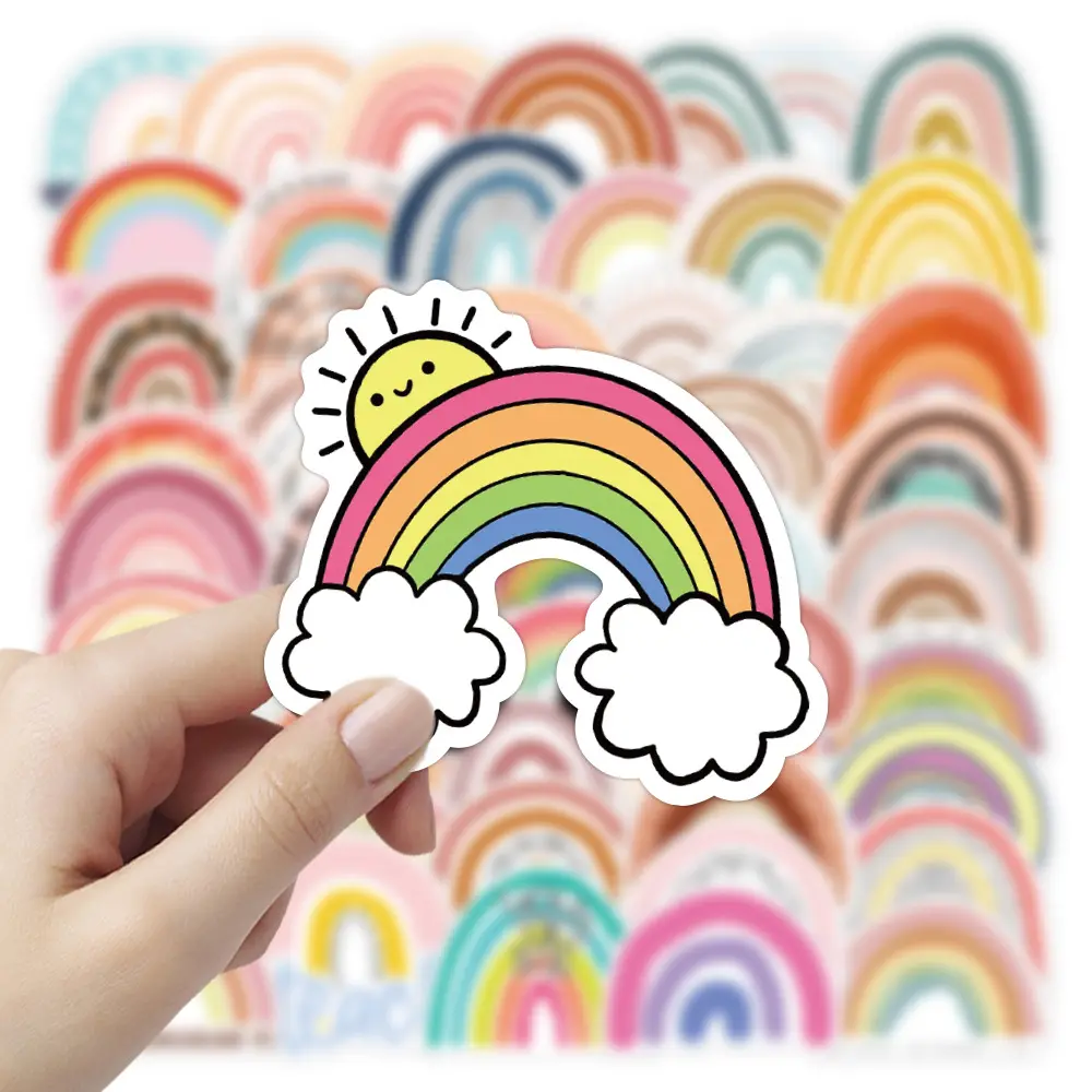 Customized Colorful Rainbow Wall Decal Promotional Self-adhesive Removable Wall Decals Wall Stickers For Nursery Kids Room