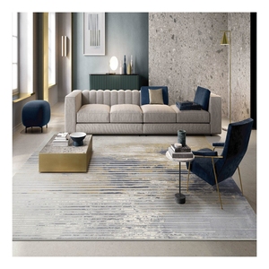 Tapis de sol à rayures salon chambre anti-dérapant décoration nordique Beige et gris Design abstrait grand tapis tapis - Product Image 4