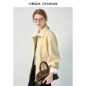 سترة جلدية صفراء كلاسيكية أمريكية عصرية جديدة للربيع من VEGA CHANG - Product Image 4