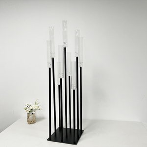 Candelabri di Lusso in Metallo Nero a 9 Bracci, Centrotavola per Matrimoni, Elegante Supporto per Candele Decorativo - Product Image 4